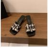 Zapatillas de Mediodía Cuadradas Retro Marrones con Cuña para Mujer 2025 Nuevo Verano Calzado Exterior Sandalias de Mujer de Suela Blanda y Tacón Alto