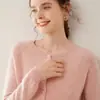 Suéter de Cashmere Feminino Bai Cai Rong Outono/Inverno 2026, Cardigã Raglan, Design Versátil, Tricô de Lã