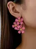 Pendientes Exagerados de Moda Transfronteriza Europea y Americana, Frescos, Retro, Dulces, Florales para Mujer con Clavijas de Flor de Camelia de Estilo Pastoral de Alta Gama