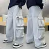 Pantalones cargo para niño, estilo primavera y otoño, pantalones anchos holgados, pantalones largos casuales de moda para niños mayores, pantalones de marca modernos para niño con bolsillos para otoño