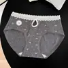A9585 Calcinha Estilo Coreano Menina Doce Desejo Puro Floral Renda Vazada para Mulheres, Cintura Baixa, Macia e Feminina, Algodão Puro com Entrepernas Estendido 10A