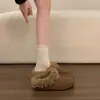 2026 Zapatillas de Pelo de Moño Perezoso de Media Pierna para Mujer con Felpa Adicional Zapatillas Peludas para Exteriores Nueva Birkenstock Aumento de Altura Interior Cálidas Otoño Invierno