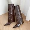 Calças de Couro Patentado Botas Bico Fino Cano Alto Salto Fino Botas de Salto Alto Mas Comprimento até o Joelho Botas Infantis Outono e Inverno Botas Spice Knights
