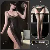 Lencería Sexy con Correas Estampadas, Corte Ajustado, Vestido Largo Atractivo, Encaje, Escote Pronunciado, Abertura, Cheongsam Puro Deseo Qqny