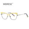 Gafas de sol bicolores con montura completa de metal transfronterizo 3049 Amazon, gafas ópticas antiluz azul estilo británico para mujer