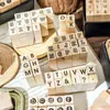 Serie Espacial Inglesa 30 Piezas de Sellos de Madera de Haya Alfabeto Inglés Sellos Básicos Sellos para Cuaderno de Madera