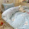 Juego de ropa de cama de tres piezas para cama individual de dormitorio estudiantil, 100% algodón, funda de edredón de dibujos animados, sábana plana y sábana bajera, nuevo modelo 2026