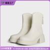 Piel Suave, Forro de Felpa, Cálidos, Suela Gruesa, Tacón Alto, Botines Blancos Cortos, Que Aumentan la Altura, Adelgazantes, Tacón Grueso, Botas Martin para Mujer, Botines Ajustados Retro