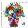 Cesta de flores transfronteriza, cesta de flores para el Día de la Independencia para colgar en la puerta principal, cesta colgante artificial de primavera y verano, corona de hortensias para colgar en la pared