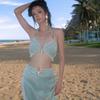 Nuevo Bikini Sexy Puro de Tres Piezas con Falda Dividida, Reunión para Pecho Pequeño, Traje de Baño para Vacaciones en la Playa y la Isla de Aguas Termales