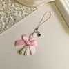 Nuevo Estilo Dulce Fresco Cadena de Cuentas con Lazo de Muguete Llavero Colgante Cadena para Colgar en Teléfono Móvil Personalizada Decoración para Funda de Auriculares Bolsa