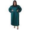Ropa de mujer de talla grande europea y americana transfronteriza, vestido largo plisado de cuello redondo popular de Amazon para otoño e invierno, ventas directas de fábrica