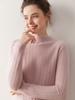 Elegante Suéter de Cachemira Suave y Esponjoso con Cuello Semi-Alto para Mujer, Suéter de Punto Base Ajustado Rosa, Nuevo para Otoño/Invierno 2025