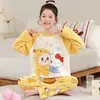 Pijama infantil de manga longa para primavera, outono e verão, feito de algodão penteado, conjunto fofo com cardigã, roupa de casa para meninos mais velhos