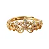 Anillo de corona de oro francés con pequeños diamantes para mujer, anillo de princesa de lujo ligero, diseño de nicho, anillo ajustable de circonita para dedo índice