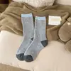 Calcetines de Mujer de Doble Puntada de Caña Media para Otoño e Invierno, Calcetines Gruesos de Lana, Calcetines de Color Sólido para Mujer, Calcetines Holgados de Hilo Grueso de Colores