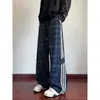 Pantalones Tie-dye Sucios de Otoño para Hombre Marca de Moda Rayas Americanas Pierna Ancha Holgados Talla Extra Casual Rectos Deportivos