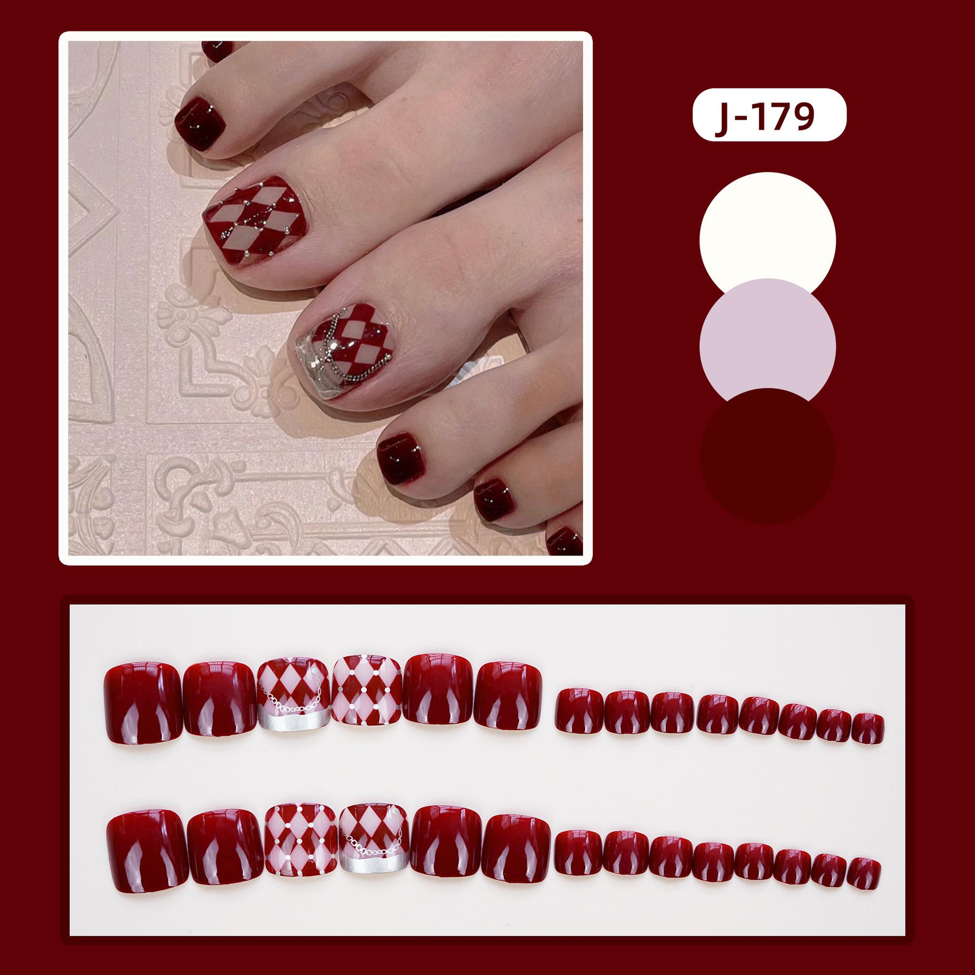 脚J-179酒红格菱2