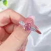 Anel de Prata S925 Paparazha com Diamante Rosa Feminino Pedra Cor Laranja Rosa Corte Flor de Gelo Zircônia 8A Diamante de Alto Carbono Anel