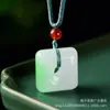 Pendente da Paz de Jade Seda Dourada de Xinjiang Branco Açucarado Joias de Jade Pingente da Paz em Forma de Pão Gota d'Água Verde