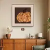 Arte de Parede para Restaurante Vintage Estilo Francês, Pintura de Parede de Fundo para Mesa de Jantar Retro Maillard, Pintura de Parede de Chão a Teto para Hotel com Tema Caqui