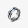 Moda europeia e americana simples multicolorido 8mm anel de titânio com ranhura atacado fosco escovado tendência anel de aço inoxidável masculino e feminino