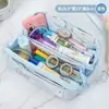 Estojo Transparente Prismático de 10 Camadas Estilo Japonês Grande Capacidade Simples de Alto Valor para Meninos e Meninas do Ensino Fundamental