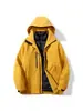 Jaqueta masculina quente com capuz, jaqueta impermeável para atividades ao ar livre na primavera e outono, casaco esportivo casual folgado com design color-blocking
