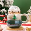Taza de cerámica navideña con degradado de aspecto elegante, taza creativa de Papá Noel, Navidad, regalo festivo de Nochebuena