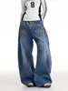 Jeans Scimitar con Bordado de Mariposa de Bolsillo para Usar al Revés Pantalones Americanos Costa Oeste Estilo High Street Pantalones de Pierna Recta Ancha para Hombre