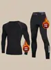 Conjunto de Ropa Interior Térmica De Rong, Casual y Versátil, Capa Base de Invierno para Correr con Forro Polar y Engrosada para Hombre, A Prueba de Frío, Ajustado para Deportes