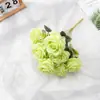 Flor Artificial Suave al Tacto de 9 Cabezas Anna Rose Flor Larga de Seda Adorno de Rama de Flor para Decoración de Suelo de Entrada de Hotel