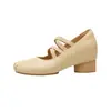 Bailarinas retro de punta cuadrada con tiras cruzadas para mujer, moda versátil de otoño 2026, zapatos Mary Jane poco profundos de tacón alto