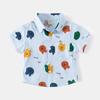 Guapo Hogar Casual Niños Manga Corta Patrón de Oso Camisa de Solapa para Niño Algodón de Dibujos Animados para Niños