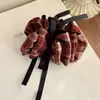 Pinza para el pelo de cinta de lazo a cuadros vintage para mujer, Pinza banana para coleta alta, Pinza de pinza de nuevo estilo Otoño e Invierno