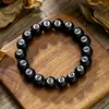 Pulsera Cruzada de Nuevo Producto Transfronterizo Tiktok Retro Americano Billar Bola Ocho Negra Pulsera de Cuentas Empalmadas Blanco y Negro para Hombres