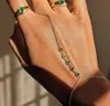 Pulsera con Cadena y Anillo de Circonita, Mitones Verdes de Diamante Popular Transfronterizo Europeo y Americano, Diseño Personalizado, Producto Único, Regalo para Mujeres