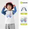 Camiseta antibacteriana infantil Dudu, nuevo modelo de otoño, top de manga larga para niñas, camiseta básica de algodón puro para niños, ropa para bebés y niños