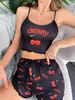 Conjunto de Camisola de Encaje y Shorts para el Hogar Transfronterizo Europeo y Americano Cómodo Elástico para Ocio en Casa Se Puede Usar Afuera Pijama para Mujer