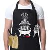 Exclusivo Transfronterizo Delantal de Chef para Barbacoa para Hombre Negro con Texto Divertido y Bolsillo Ajustable Impermeable