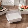 Caja Transparente con Acolchado de Algodón Elevado para Rollo de Pastel de Moda, Rollo de Toalla Suiza Japonesa, Caja de Empaque para Postre Mousse