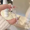Pulsera de Manta Francesa de Doble Vuelta con Circonita Rosa y Perla, Pulsera de Lujo Ligero de Alta Gama, Accesorio de Mano Versátil de Moda para Mujer
