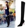 315-9 Moda estilo europeo y americano tacón alto elástico licra tacón fino punta sexy club nocturno delgado pedicura botas hasta la rodilla