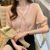 Camisa de Chifón de Verano para Mujer Ropa de Verano para Mujer para Ir al Trabajo 2025 Nuevas Blusas de Moda de Manga Corta Camisa Blanca Profesional