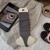 Meias de agulha dupla meias femininas estilo coreano miu cor sólida meias largas que cobrem o pé agulha dupla estilo balé meias afuniladas para panturrilha