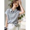 Primavera/Verano 2025 Nueva Moda Elegante Camisa de Cuello Vuelto Casual Textura Degradada Camisa de Cuello Vuelto