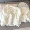 Novedad Primavera y Verano Lindos Pijamas para Mujer Algodón Nube Cárdigan Solapa Dulce Conjunto de Dos Piezas Estilo Simple Ins Ropa de Casa