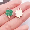 Festival Irlandês Transfronteiriço DIY Desenho Animado Esmalte Liga de Metal Acessórios de Joias Pingente Único Pingente de Trevo da Sorte Verde