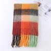 2025 nuevo ac cálido color arcoíris a cuadros largo europeo y americano otoño e invierno cálido suave mohair ceroso bufanda