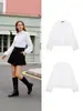 Marca Z Comercio Exterior Transfronterizo En Stock Estilo Europeo y Americano Ropa de Mujer Primavera 2026 Manga Larga Cuello Alto Decoración en Capas Camisa de Popelina
